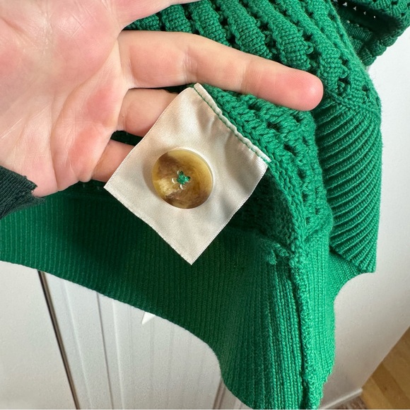 NWT Lululemon cotton crochet mesh relaxed fit cardigan Raceway Green size xl - Picture 8 of 10